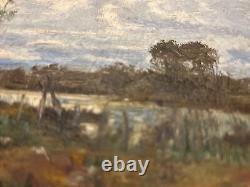 Vintage Burt B. L. Roys Antique Old Oil Painting Signed Landscape 1858 1938