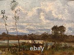 Vintage Burt B. L. Roys Antique Old Oil Painting Signed Landscape 1858 1938