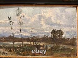Vintage Burt B. L. Roys Antique Old Oil Painting Signed Landscape 1858 1938