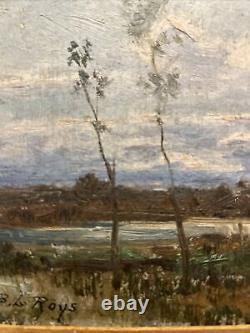 Vintage Burt B. L. Roys Antique Old Oil Painting Signed Landscape 1858 1938