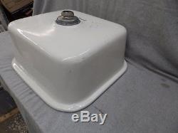Vintage Ceramic Pottery White Kitchen Sink Basin Old Standard Plumbing 1290-16