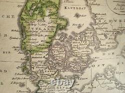 Vintage DENMARK DAENEMARK GERMAN MAP Old Antique Original Atlas Map c. 1812