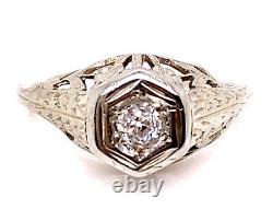 Vintage Diamond Engagement Ring. 10ct Old European 18K Antique Deco