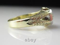 Vintage Diamond Ring Old European Cut 14K Yellow Gold Etched Antique Jewelry