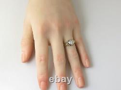 Vintage Diamond Ring Old European Cut 14K Yellow Gold Etched Antique Jewelry