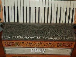 Vintage Early Rosati Accordion with Case Old Antique Wooden Mother of Pearl