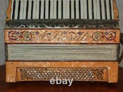 Vintage Early Rosati Accordion with Case Old Antique Wooden Mother of Pearl