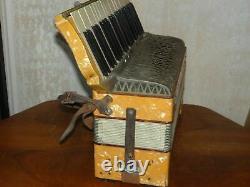 Vintage Early Rosati Accordion with Case Old Antique Wooden Mother of Pearl