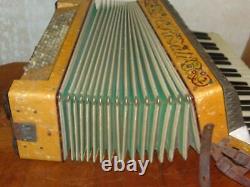 Vintage Early Rosati Accordion with Case Old Antique Wooden Mother of Pearl