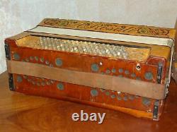 Vintage Early Rosati Accordion with Case Old Antique Wooden Mother of Pearl