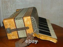 Vintage Early Rosati Accordion with Case Old Antique Wooden Mother of Pearl