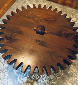 Vintage Ethan Allen Rotating Cog Wheel Coffee Table Old Tavern Collection RARE