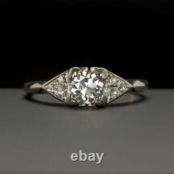 Vintage F Vs1 Diamond Platinum Engagement Ring Old European Cut Classic Antique