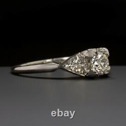 Vintage F Vs1 Diamond Platinum Engagement Ring Old European Cut Classic Antique