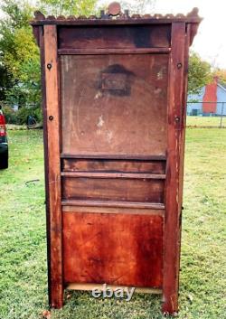 Vintage Hall Tree Bench Mirror Mahogany Wood Antique Old Victorian Furniture