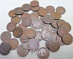 Vintage Indian Head Cent Roll 1859-1909 Antique Pennies Old Lot US Collectibles