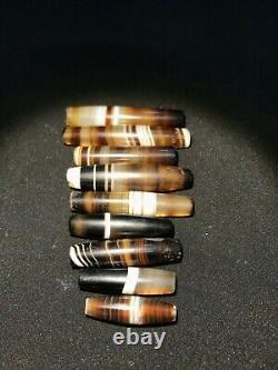 Vintage Jewelry Antique Beautiful Pre Ankor Banded Agate Old Beads Cambodia