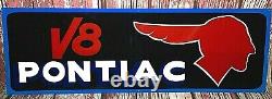 Vintage Metal Old Antique Style PONTIAC V8 CHIEF Gas Oil Hand Painted AUTO SIGN