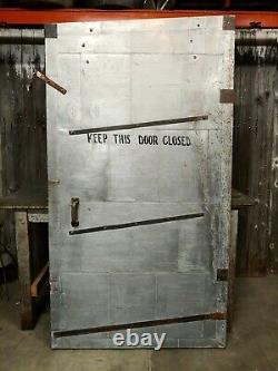 Vintage Metal Tin Clad Fire Door Industrial Rolling Door, Over 100 Years Old