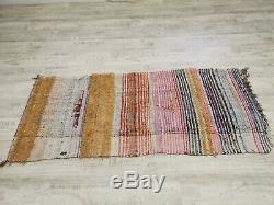 Vintage Moroccan Handmade Rug Old Berber Boucherouite Azilal Rug 6' x 2'62 Feet