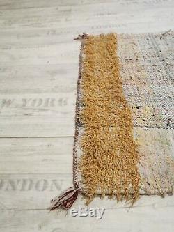 Vintage Moroccan Handmade Rug Old Berber Boucherouite Azilal Rug 6' x 2'62 Feet