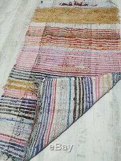 Vintage Moroccan Handmade Rug Old Berber Boucherouite Azilal Rug 6' x 2'62 Feet