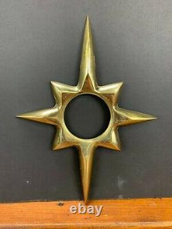 Vintage NEW OLD STOCK Brass Atomic Starburst Door Plate ESCUTCHEON Mid Century 2