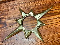 Vintage NEW OLD STOCK Brass Atomic Starburst Door Plate ESCUTCHEON Mid Century 2