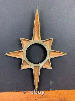 Vintage NEW OLD STOCK Brass Atomic Starburst Door Plate ESCUTCHEON Mid Century 2