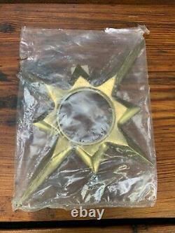 Vintage NEW OLD STOCK Brass Atomic Starburst Door Plate ESCUTCHEON Mid Century 2