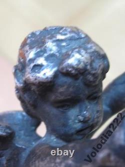 Vintage OLD ANTIQUE RARE Boy. Bronze. Ancient sculpture. Angel