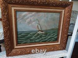 Vintage Old Antique 1800s Beautiful California Seascape Catalina Storm Clouds