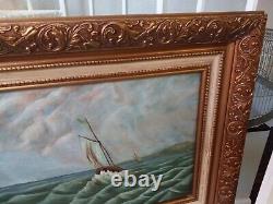 Vintage Old Antique 1800s Beautiful California Seascape Catalina Storm Clouds