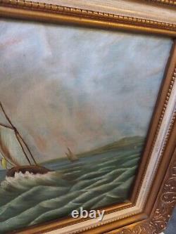 Vintage Old Antique 1800s Beautiful California Seascape Catalina Storm Clouds