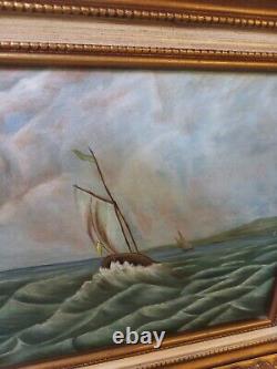 Vintage Old Antique 1800s Beautiful California Seascape Catalina Storm Clouds