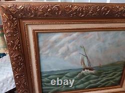 Vintage Old Antique 1800s Beautiful California Seascape Catalina Storm Clouds