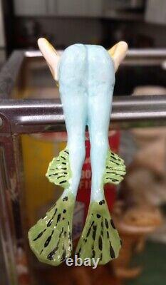 Vintage Old Antique Aquarium Fishbowl Ceramic Bisque Hanging Frog Girl Mermaid