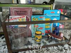 Vintage Old Antique Aquarium Fishbowl Fishtank Set Up 4 Gallon Size & Extras