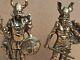 Vintage Old Antique Brass 9 Vikings figures pair 2 warriors detailed display LG