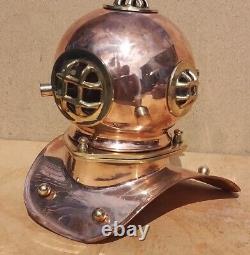 Vintage Old Antique Brass Copper Diver Helmet Sea 1/4size 9×8 fabulous replica