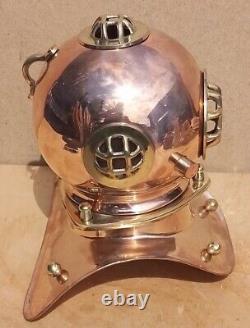 Vintage Old Antique Brass Copper Diver Helmet Sea 1/4size 9×8 fabulous replica