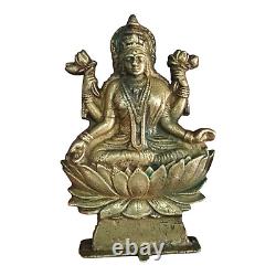 Vintage Old Antique Brass Engraved Work Hindu Goddess Laxmi Jii Figure / Statue
