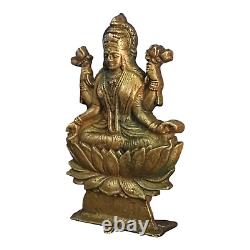 Vintage Old Antique Brass Engraved Work Hindu Goddess Laxmi Jii Figure / Statue
