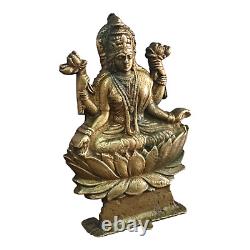 Vintage Old Antique Brass Engraved Work Hindu Goddess Laxmi Jii Figure / Statue
