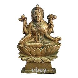 Vintage Old Antique Brass Engraved Work Hindu Goddess Laxmi Jii Figure / Statue