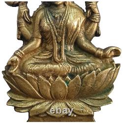 Vintage Old Antique Brass Engraved Work Hindu Goddess Laxmi Jii Figure / Statue