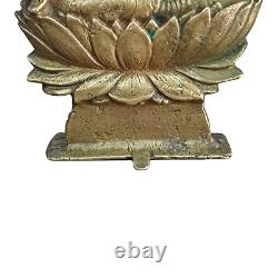 Vintage Old Antique Brass Engraved Work Hindu Goddess Laxmi Jii Figure / Statue