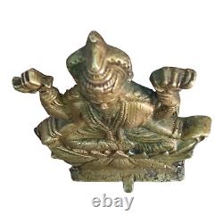 Vintage Old Antique Brass Engraved Work Hindu Goddess Laxmi Jii Figure / Statue