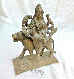 Vintage Old Antique Brass Hindu Goddess Durga Maa Figure / Statue, Collectible