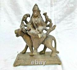 Vintage Old Antique Brass Hindu Goddess Durga Maa Figure / Statue, Collectible